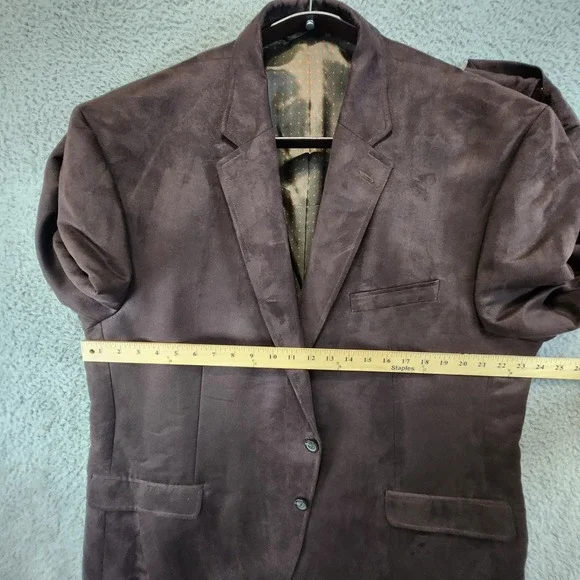 Chaps Sport Coat Blazer Mens Size 50R Brown Faux Suede‎ Formal Pockets Office - Picture 2 of 12
